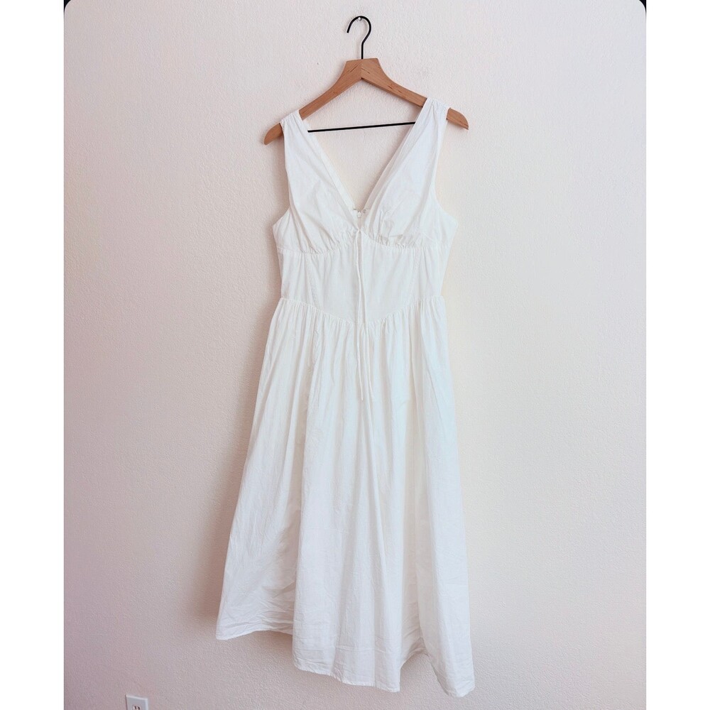 Commense White Midi Cottage Dress
